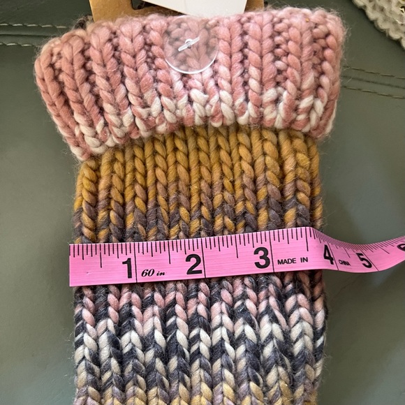 Rare OMBRE HAND WARMERS Gorgeous KNIT Soft MUTED Warm Pink/Purple-Gray/Goldenrod - Picture 8 of 9